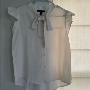 Forever 21 Cream Blouse with Bow Detail